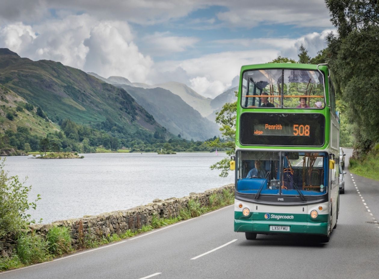 Penrith bus along the shores of Ullswater