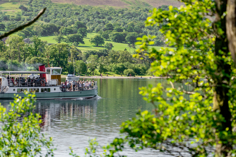 M.V. Western Belle seen sailing through the Ullswater trees 