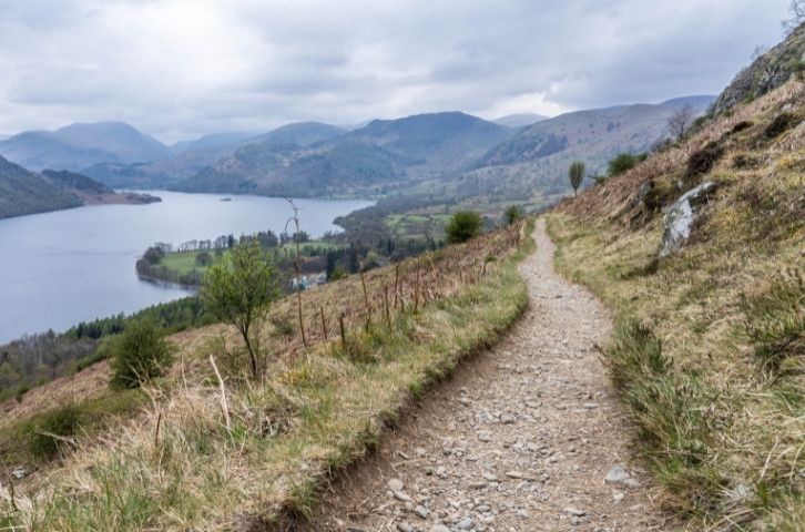 The walking route from Aira Force up Gowbarrow Fell